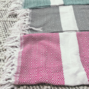 Diamond Pink Turkish Cotton Towels Oversized, Large Decorative Throw Towels with Bamboo Tassels