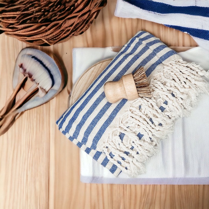 Turkish Cotton Towels Oversized, Large Decorative Throw Towels with Bamboo Tassels