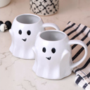  Ghost Shaped Mugs | Cute Halloween Coffee Cup | Spooky Season Kitchen | Fall Pastel Ceramic Ghost Gifts | Modern Halloween Decor Gift Ideas