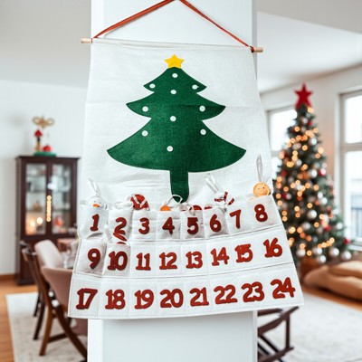 Felt Advent Calendar For Christmas, Christmas Countdown Reusable, Handmade Ornaments, Cotton Christmas Tree Ornaments, Easy to Store Holiday Decorations