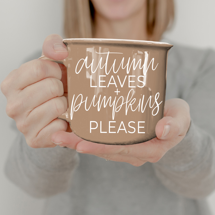 Fall Ceramic Coffee Mugs, Modern Farmhouse Autumn + Halloween Drinkware Bundle 2pk
