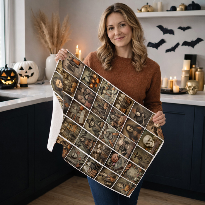 Spooky Season Halloween Kitchen Towel – Modern Stylish Halloween Decor + Gift IDeas