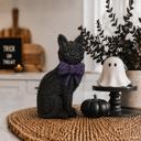  Black Cat Halloween Decor | Cute Cat Figurine With Bow | Spooky Shelf Decor | Halloween Tiered Tray Decor, Unique Halloween Gift for Cat Mom