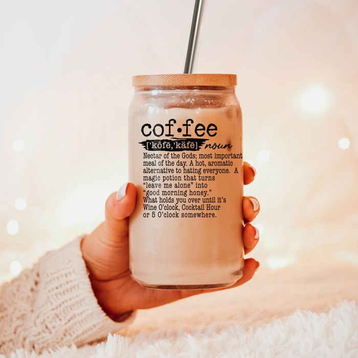 Glass Cups with Lid and Straws 2pk | 17oz Funny Glass Tumblers For Moms | Glass Can Cups