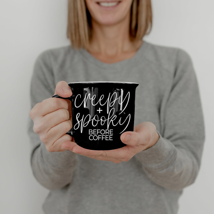Fall Ceramic Coffee Mugs, Modern Farmhouse Autumn + Halloween Drinkware Bundle 2pk