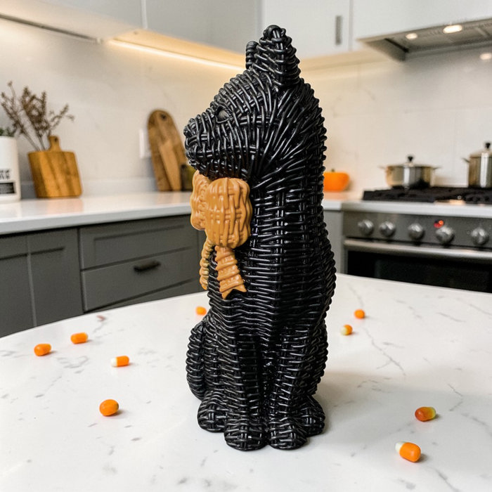 Black Cat Halloween Decor | Cute Cat Figurine With Bow | Spooky Shelf Decor | Halloween Tiered Tray Decor, Unique Halloween Gift for Cat Mom