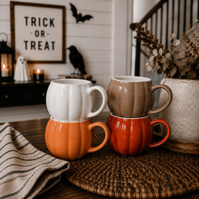Pumpkin Shaped Coffee Mugs, Ceramic Fall and Halloween Drinkware USA made, Cute Fall Gift Ideas