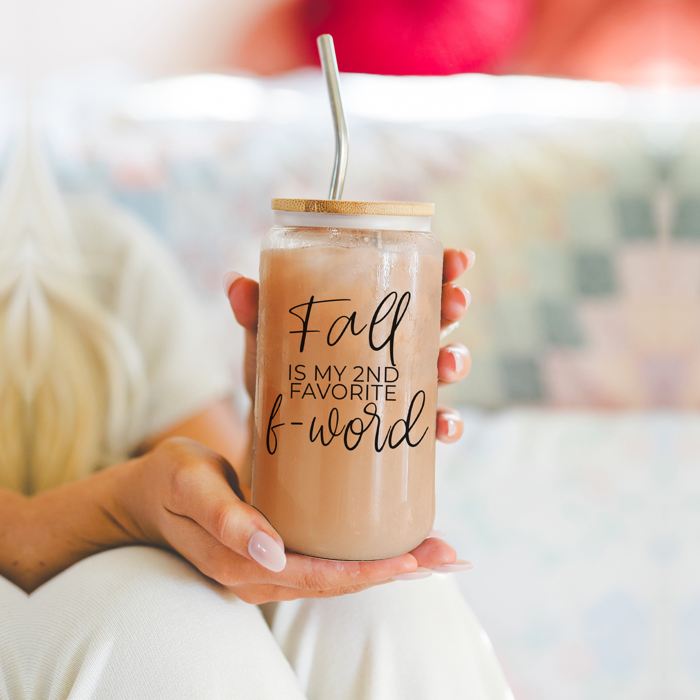 Glass Cups with Lid and Straws 2pk | 17oz Funny Glass Tumblers For Moms | Glass Can Cups