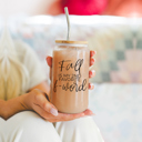 Fall F Word Glass Cups with Lid and Straws 2pk | 17oz Funny Glass Tumblers For Moms | Glass Can Cups