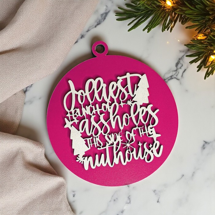 Funny Christmas Gifts for Cheap, Deck the Halls and Not Your Family, Holiday Humor, Funny Christmas Ornaments Handmade, Colorful Christmas Decorations