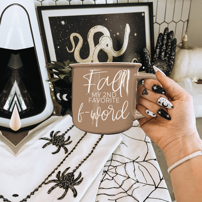Fall Ceramic Coffee Mugs, Modern Farmhouse Autumn + Halloween Drinkware Bundle 2pk