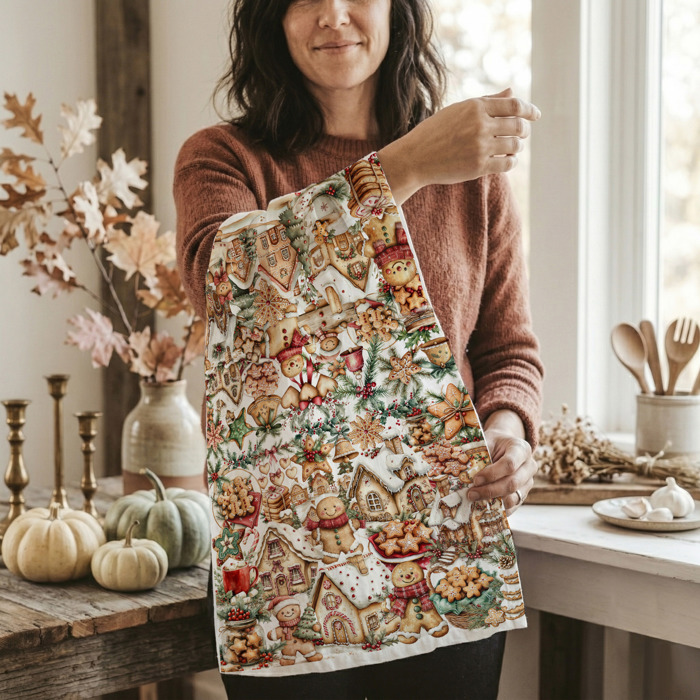 Fall Words Kitchen Towel, Autumn Kitchen Decoration Cotton | Cozy Autumn Farmhouse Kitchen Decor, Fall Definition Unique Tea Towel Gift Idea