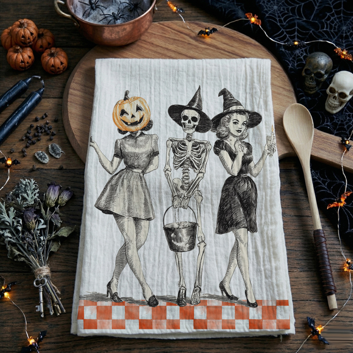 Spooky Season Halloween Kitchen Towel – Modern Stylish Halloween Decor + Gift IDeas