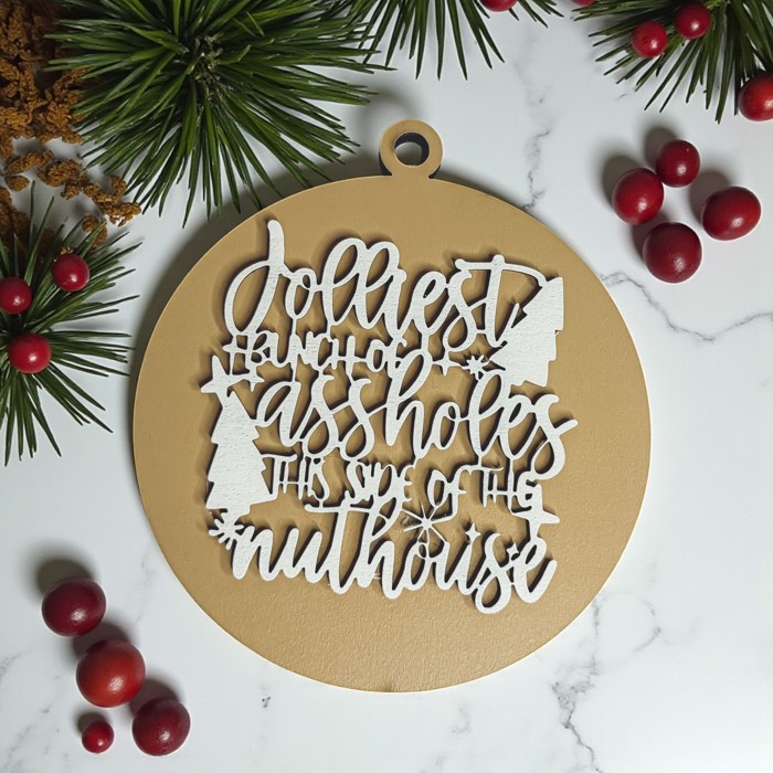 Funny Christmas Gifts for Cheap, Deck the Halls and Not Your Family, Holiday Humor, Funny Christmas Ornaments Handmade, Colorful Christmas Decorations