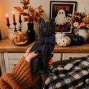  Black Cat Halloween Decor | Cute Cat Figurine With Bow | Spooky Shelf Decor | Halloween Tiered Tray Decor, Unique Halloween Gift for Cat Mom