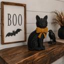  Black Cat Halloween Decor | Cute Cat Figurine With Bow | Spooky Shelf Decor | Halloween Tiered Tray Decor, Unique Halloween Gift for Cat Mom