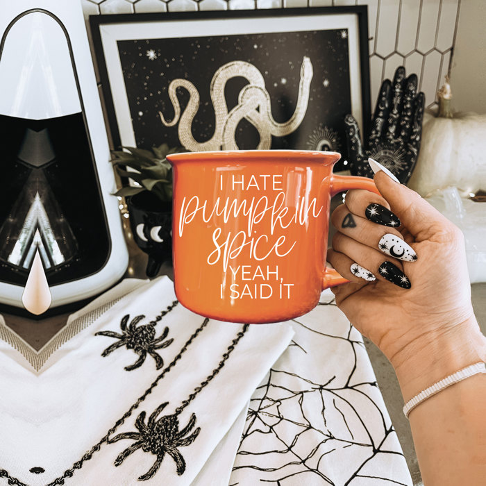 Fall Ceramic Coffee Mugs, Modern Farmhouse Autumn + Halloween Drinkware Bundle 2pk