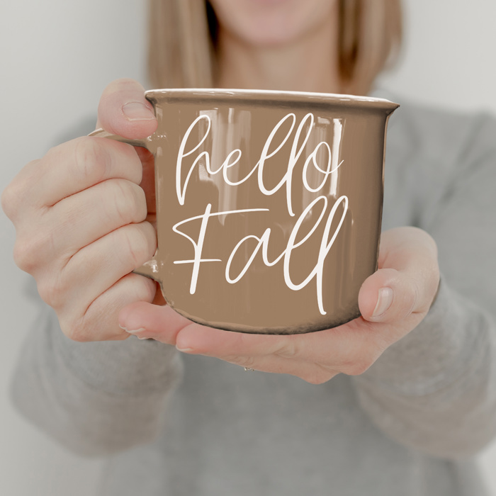 Fall Ceramic Coffee Mugs, Modern Farmhouse Autumn + Halloween Drinkware Bundle 2pk