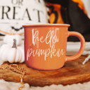  Fall Ceramic Coffee Mugs, Modern Farmhouse Autumn + Halloween Drinkware Bundle 2pk