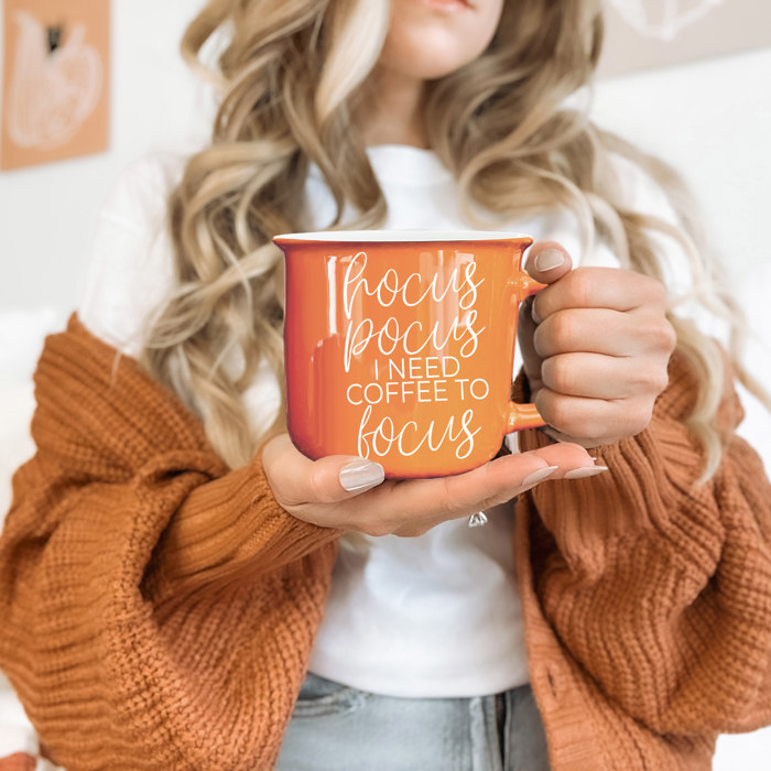 Fall Ceramic Coffee Mugs, Modern Farmhouse Autumn + Halloween Drinkware Bundle 2pk