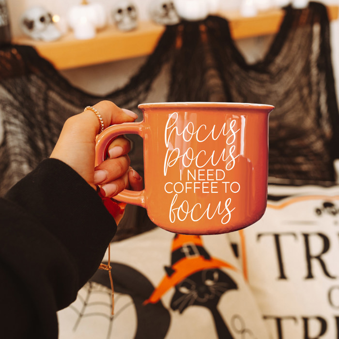 Fall Ceramic Coffee Mugs, Modern Farmhouse Autumn + Halloween Drinkware Bundle 2pk