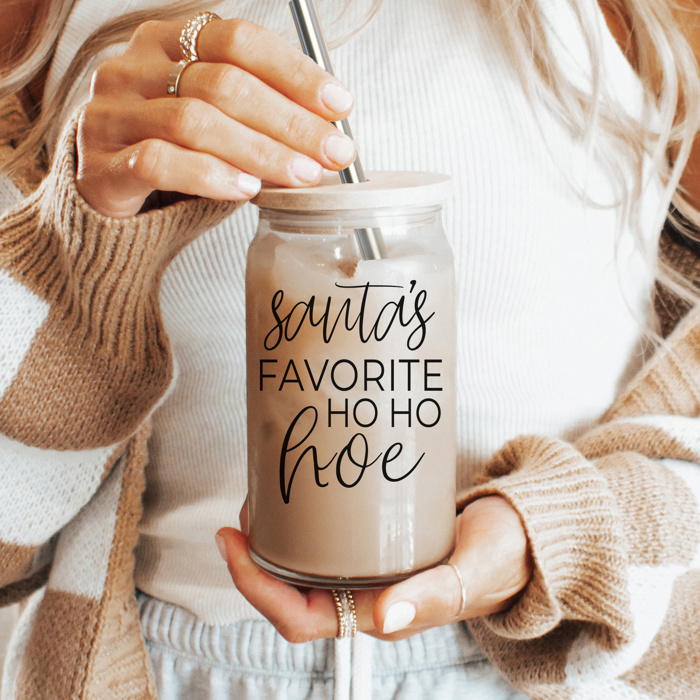 Glass Cups with Lid and Straws 2pk | 17oz Funny Glass Tumblers For Moms | Glass Can Cups
