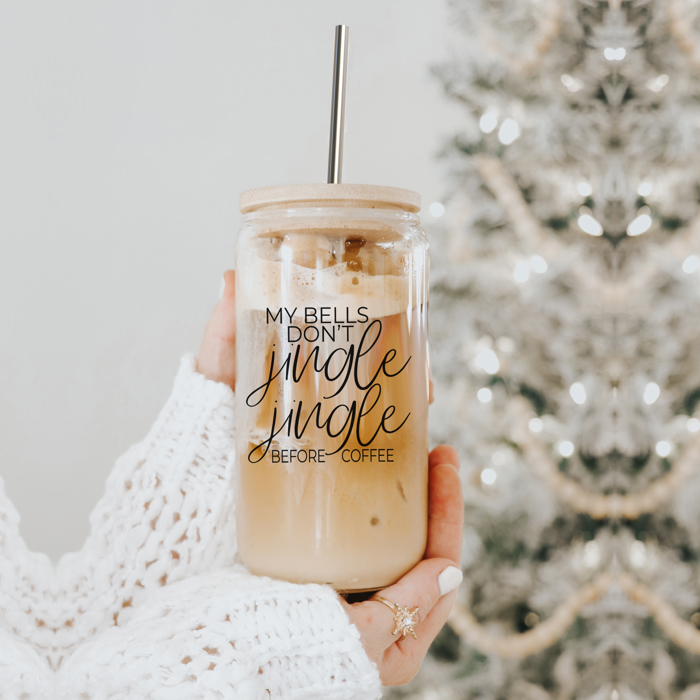 Glass Cups with Lid and Straws 2pk | 17oz Funny Glass Tumblers For Moms | Glass Can Cups