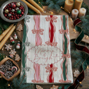 Merry Bright Coquette Candy Cane Christmas Themed Kitchen Decor – Peppermint Towel