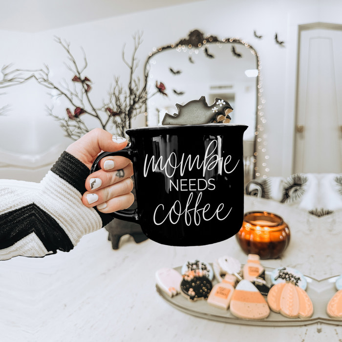 Fall Ceramic Coffee Mugs, Modern Farmhouse Autumn + Halloween Drinkware Bundle 2pk