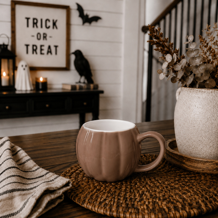 Pumpkin Shaped Coffee Mugs, Ceramic Fall and Halloween Drinkware USA made, Cute Fall Gift Ideas