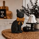  Black Cat Halloween Decor | Cute Cat Figurine With Bow | Spooky Shelf Decor | Halloween Tiered Tray Decor, Unique Halloween Gift for Cat Mom