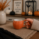  Pumpkin Shaped Coffee Mugs, Ceramic Fall and Halloween Drinkware USA made, Cute Fall Gift Ideas