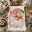 Pink Santa Candy Cane Christmas Themed Kitchen Decor – Peppermint Towel
