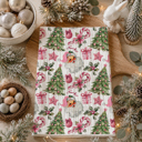 Pink Santa Trees Candy Cane Christmas Themed Kitchen Decor – Peppermint Towel