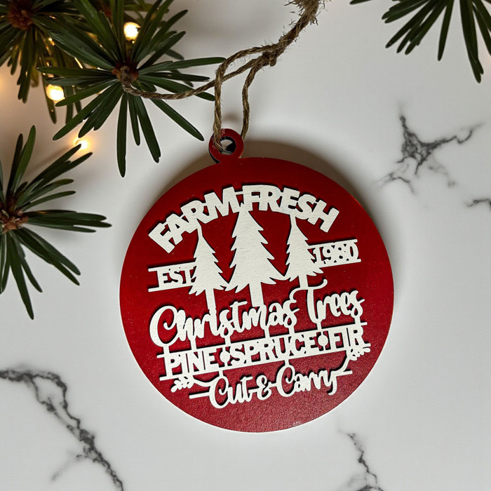 Comfy & Cozy Christmas Home Decor, Handmade Wooden Circle Tree Ornaments or Hanging Holiday Accent, Colorful Cute Christmas Decorations