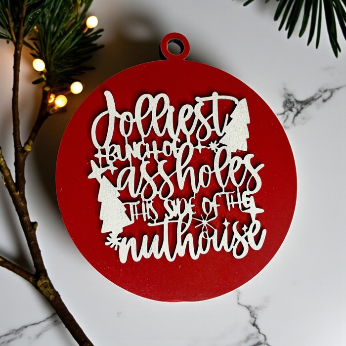 Funny Christmas Gifts for Cheap, Deck the Halls and Not Your Family, Holiday Humor, Funny Christmas Ornaments Handmade, Colorful Christmas Decorations