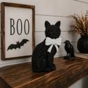  Black Cat Halloween Decor | Cute Cat Figurine With Bow | Spooky Shelf Decor | Halloween Tiered Tray Decor, Unique Halloween Gift for Cat Mom