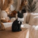  Black Cat Halloween Decor | Cute Cat Figurine With Bow | Spooky Shelf Decor | Halloween Tiered Tray Decor, Unique Halloween Gift for Cat Mom