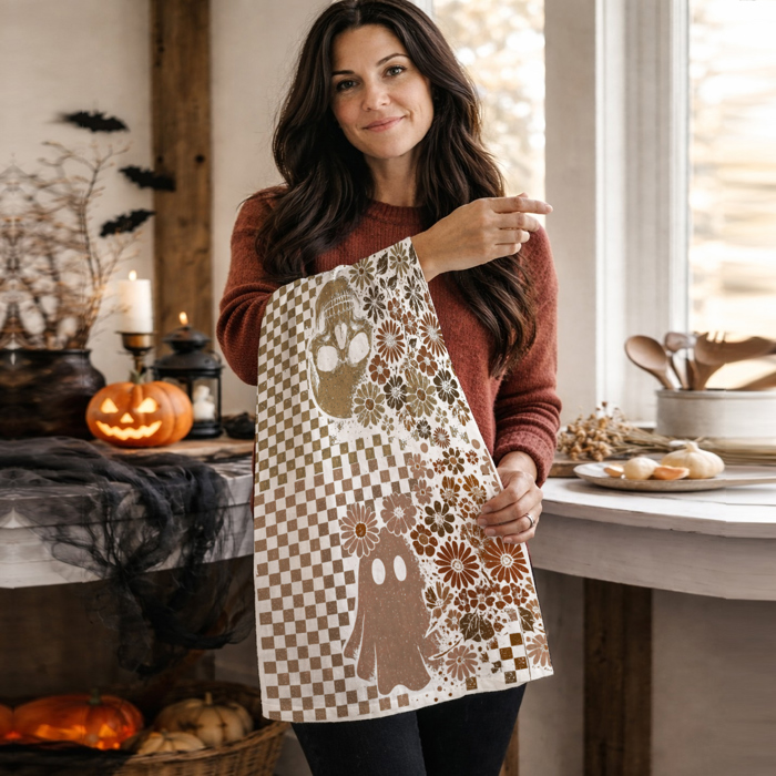 Spooky Season Halloween Kitchen Towel – Modern Stylish Halloween Decor + Gift IDeas