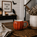 RustOrange Pumpkin Shaped Coffee Mugs, Ceramic Fall and Halloween Drinkware USA made, Cute Fall Gift Ideas