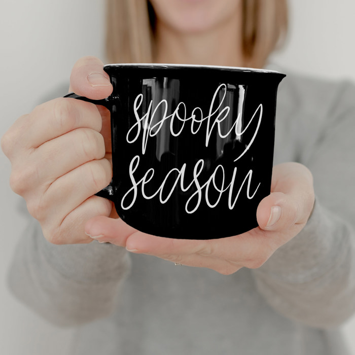 Fall Ceramic Coffee Mugs, Modern Farmhouse Autumn + Halloween Drinkware Bundle 2pk