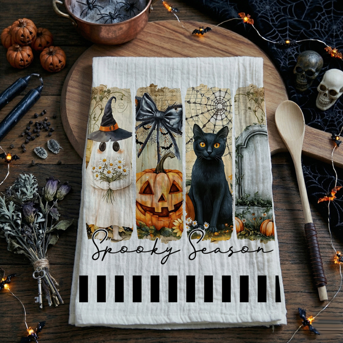 Spooky Season Halloween Kitchen Towel – Modern Stylish Halloween Decor + Gift IDeas