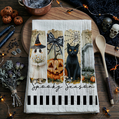 Spooky Season Halloween Kitchen Towel – Modern Stylish Halloween Decor + Gift IDeas