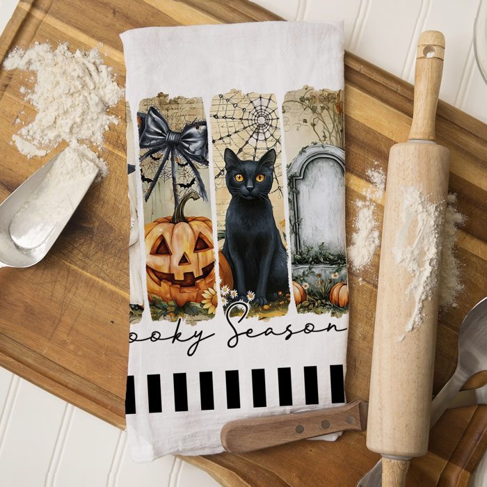 Spooky Season Halloween Kitchen Towel – Modern Stylish Halloween Decor + Gift IDeas