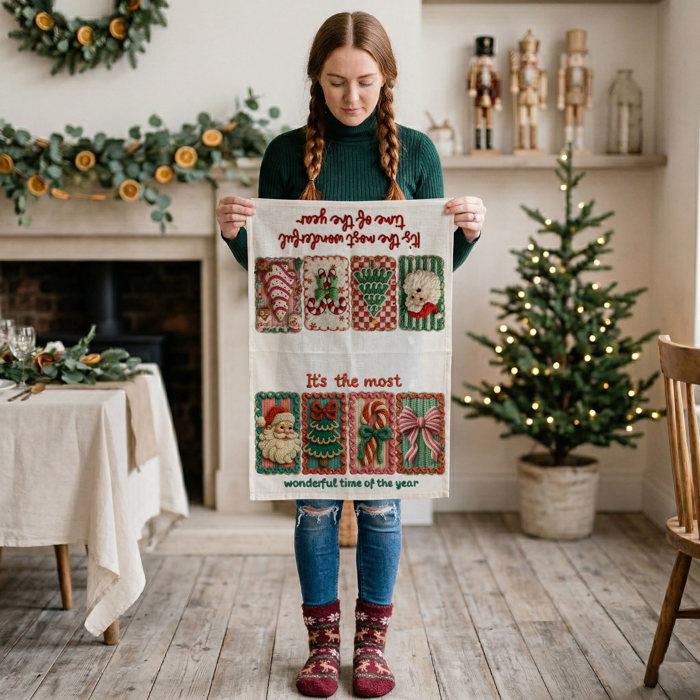 Fall Words Kitchen Towel, Autumn Kitchen Decoration Cotton | Cozy Autumn Farmhouse Kitchen Decor, Fall Definition Unique Tea Towel Gift Idea