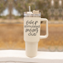 Over Stimulated Baseball Mom Tumblers | Funny Mother's Day Gifts for Sport Moms | Funny Baseball Mom 40oz Travel Mugs | Insulated, No Spill