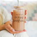  Glass Cups with Lid and Straws 2pk | 17oz Funny Glass Tumblers For Moms | Glass Can Cups