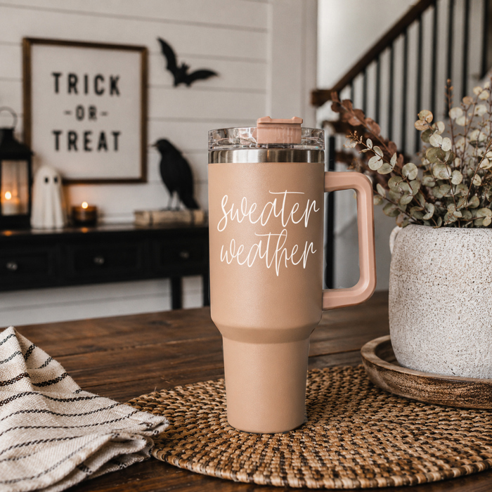 Retro Ghost 40oz Halloween Tumbler| Checkered Floral Spooky Season Cup