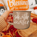  Fall Ceramic Coffee Mugs, Modern Farmhouse Autumn + Halloween Drinkware Bundle 2pk