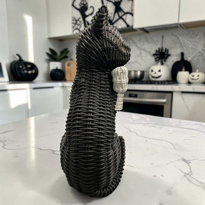 Black Cat Halloween Decor | Cute Cat Figurine With Bow | Spooky Shelf Decor | Halloween Tiered Tray Decor, Unique Halloween Gift for Cat Mom